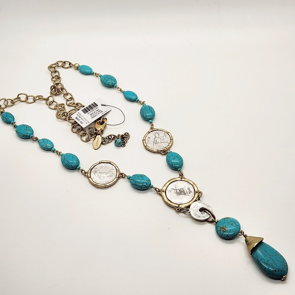 NWT Chico's Isabella Turquoise Coin Necklace - Picture 3 of 6